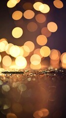 Golden orbs float above a sparkling, reflective surface