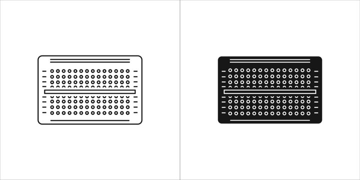 Breadboard icon, line art and solid silhouette