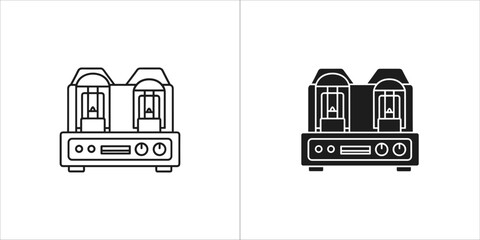 Naklejka premium Audio amplifier icon with vacuum tubes