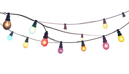 Colorful string lights garland, digital illustration, festive