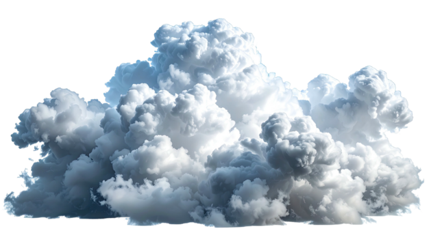 Cumulus cloud formation against a black background, fluffy look