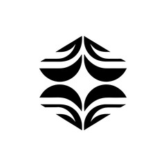 Fototapeta premium Abstract symmetrical black shape on transparent background silhouette