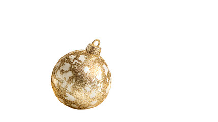 Golden Glitter Christmas Ornament, isolated on transparent background