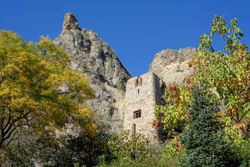 Fototapeta premium Remains of ancient Narikala fortress overlooking Old town of Tbilisi, the capital of Georgia