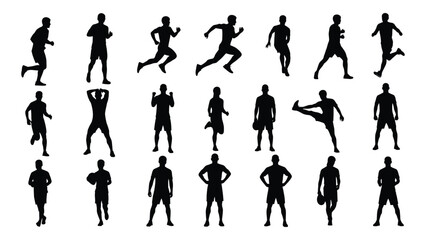 Athletic men silhouettes collection isolated on white background, Vector