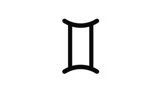 Black Gemini symbol on white background, created AI, PNG - Powered by Adobe