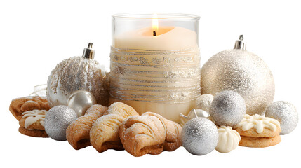 Festive Holiday Still Life, isolated on transparent background