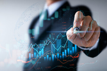 Financial Analysis: Businessman Analyzing Stock Market Data, Business Background