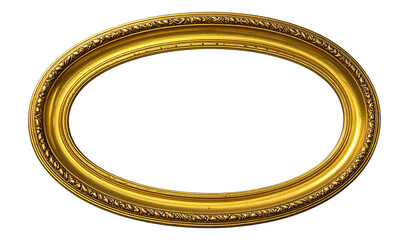 Ornate, antique, oval, gold picture frame with inner floral trim