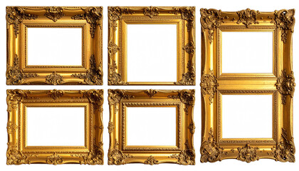 Ornate gold frames; blank inside arranged in grid