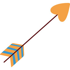 Orange Heart Arrow With Blue And Yellow Fletching On Transparent Background