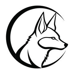 Golden Jackal head line art logo icon in circle