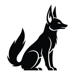 Fox sitting side profile black silhouette vector illustration