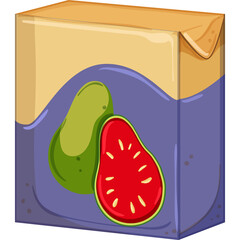 Juice Box Packaging With Guava Illustration And Blue Liquid Design Isolated On White Background