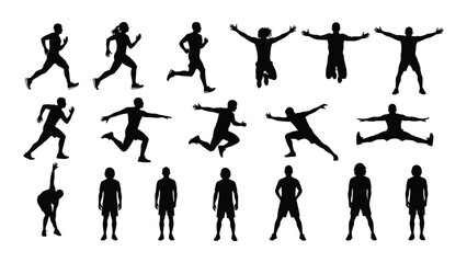 Human exercise and sport silhouettes isolated on white background, Vector
