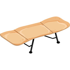 Light Brown Foldable Table With Black Legs On White Background Cartoon Style Illustration
