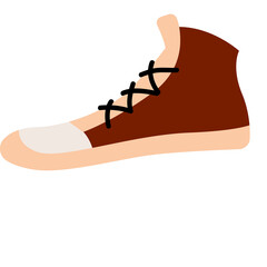 High Top Sneaker Shoe Chocolate Brown Canvas Fabric With White Rubber Toe Cap And Cream Sole Classic Sports Footwear Isolated On White Background