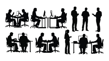 Business people silhouettes isolated on white background, Vector