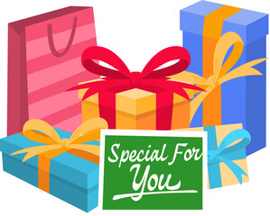 Colorful Gift Boxes and Shopping Bag Illustration