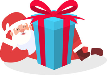 Cartoon Santa Claus with Present Illustration
