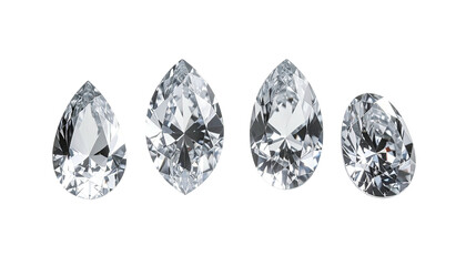 Four tear-shaped, brilliant-cut gems set against dark background