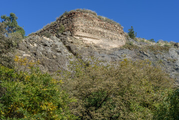 Fototapeta premium Remains of ancient Narikala fortress overlooking Old town of Tbilisi, the capital of Georgia