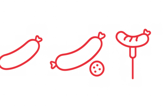 Sausage icon set presenting various cooked meat products and sliced salami pieces on a transparent background - Powered by Adobe