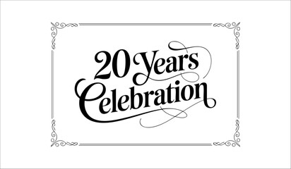 20 Years Celebration Decorative Classic Calligraphy Typography Design