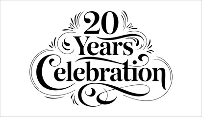 20 Years Celebration Decorative Classic Calligraphy Typography Design