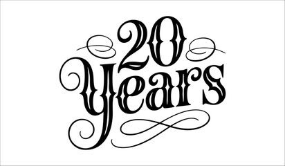 20 Years Celebration Decorative Classic Calligraphy Typography Design