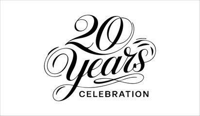 20 Years Celebration Decorative Classic Calligraphy Typography Design
