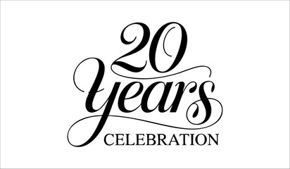 20 Years Celebration Decorative Classic Calligraphy Typography Design