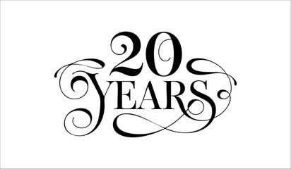 20 Years Celebration Decorative Classic Calligraphy Typography Design