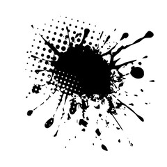 Splatter Paint Texture . Black Spray Blot of Ink. Place illustration Over any Object to Create Grungy Effect . hand drawn. Not AI, Vector