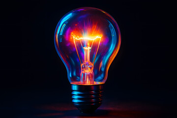 Illuminated Idea: A captivating close-up of a glowing lightbulb against a dark background, symbolizing innovation, creativity, and the power of ideas.