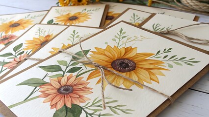watercolor sunflower invitation card set,sunflower, flower, nature, yellow, sun, isolated, white, plant, summer, agriculture, petal, garden, flora, single, beauty, color, sunny, blossom, sunflower 