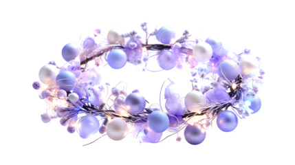 Lavender Christmas Wreath, isolated on transparent background