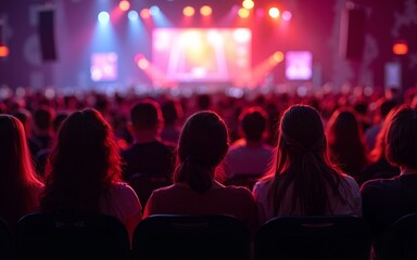 Group of People Sitting in Front of a Crowd at an Event. High quality