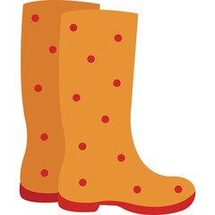 Orange Rain Boots With Red Polka Dots And Red Soles On A Transparent Background Ready For Rainy Weather Outdoor Activities