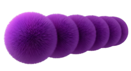 Row of fluffy purple spheres against black background texture
