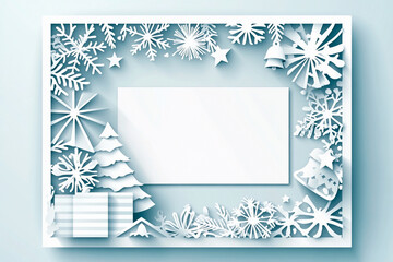 Decorative paper cutout square frame with festive figures for holiday celebrations