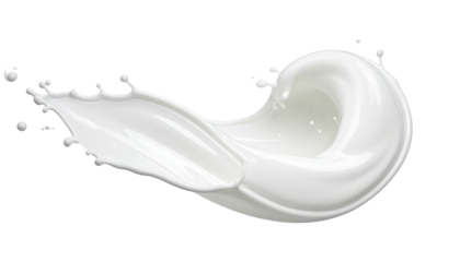 Swirl of white liquid frozen mid-air against a black backdrop