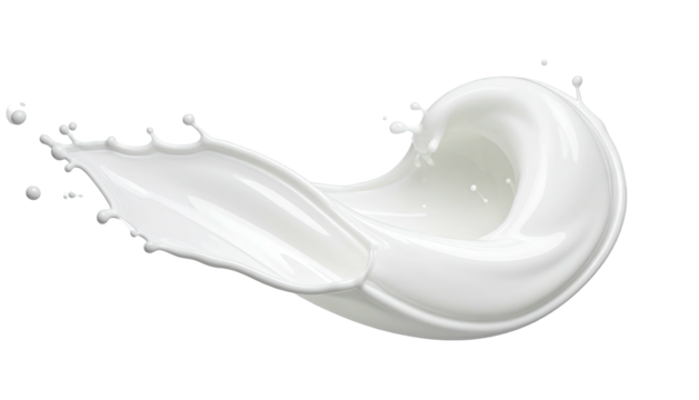 Swirl of white liquid frozen mid-air against a black backdrop