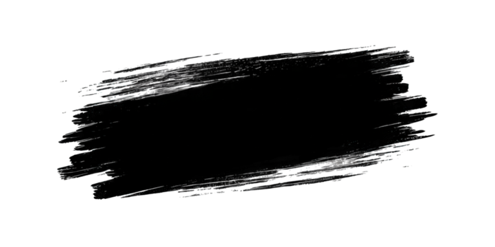 A bold, textured black brushstroke creates a dramatic and artistic effect, conveying depth and movement.