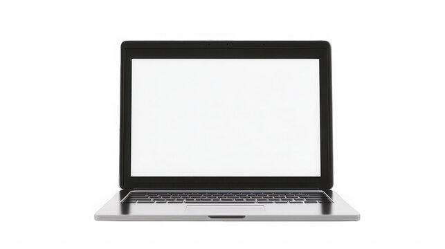 Modern laptop with a blank white screen for customization on transparent background