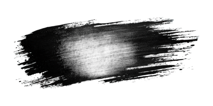 A thick, textured black brushstroke, showcasing dynamic movement and depth.