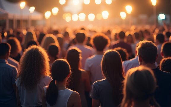 A picture showing a large group of people standing together in a crowd. This image can be used to depict unity, teamwork, social gatherings, or community events. High quality