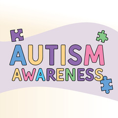 Autism Awareness Colorful Puzzle Piece Illustration