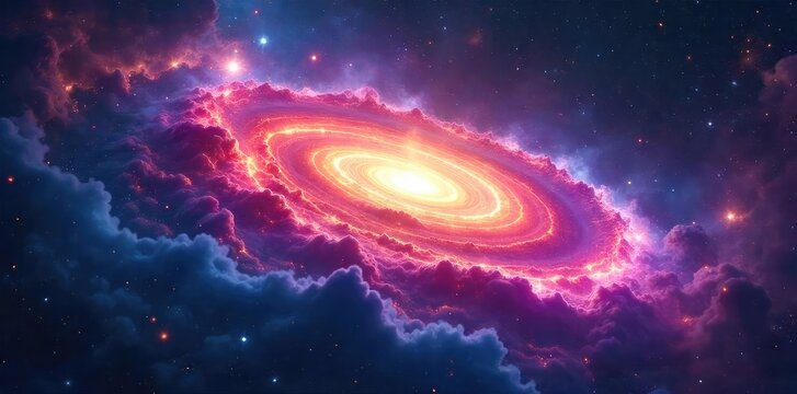 A swirling nebula in deep space, vibrant colors representing the vastness and mystery of a cosmic month , quasar, interstellar, celestial