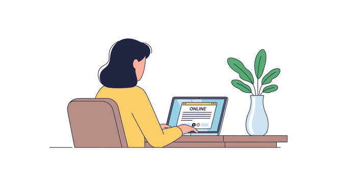 Woman is working from home using a laptop for online activity and staying productive in modern life